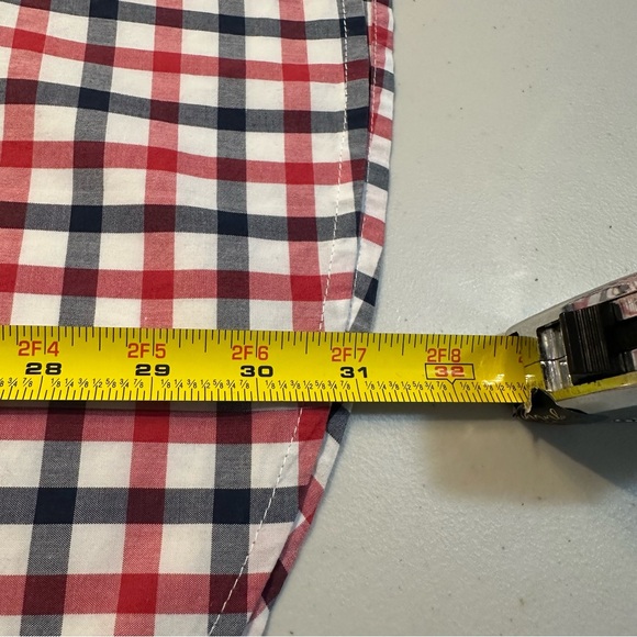 GAP Men's Button Down Poplin Red Plaid XL Slim Fit Long Sleeve Shirt - Picture 9 of 9